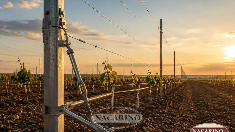 Espalderas para viñedo instaladas en Extremadura