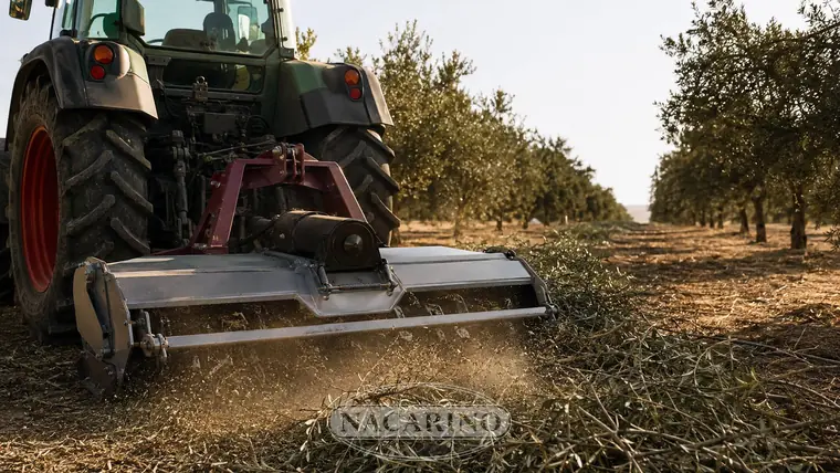 Trituradora de restos de poda en viñedo