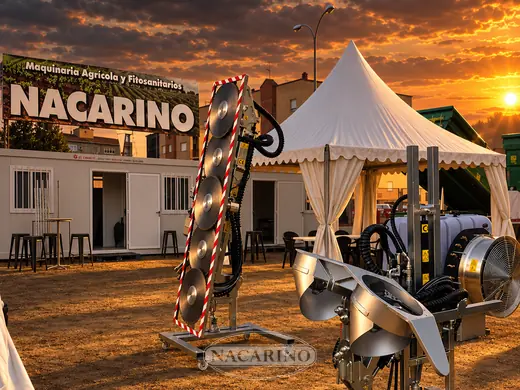 Stand de Nacarino en feria al atardecer